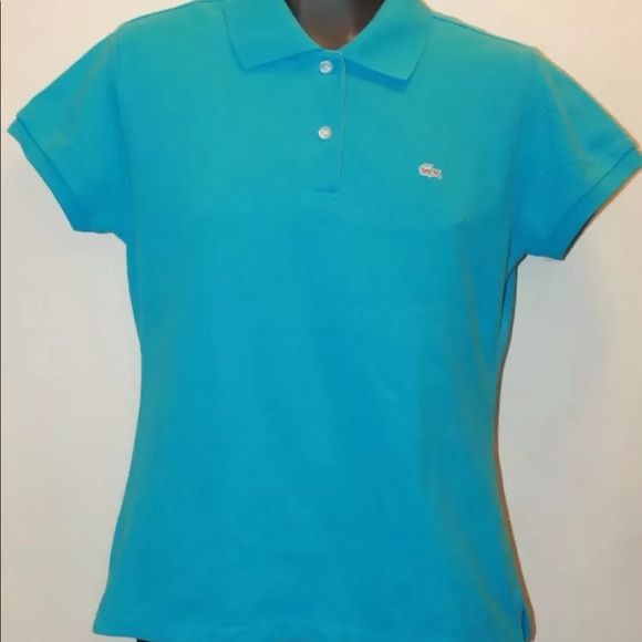 Lacoste Women Ocean Blue Polo Shirt Short Sleeve 6 - Picture 2 of 10